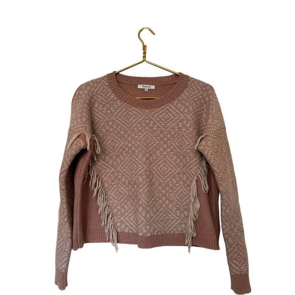 Madewell Reverse Diamond Blush Pink Pullover Sweater Women's SZ M